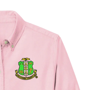 AKA Women's Oxford Shirt Pink Long Sleeve Embroidered Button <b>Down</b> Collared Casual Business Office Uniform Comfortable Cotton Ble - Product Image 6