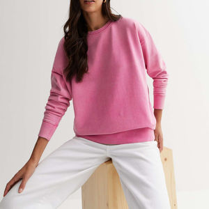 Sweat-shirts décontractés pour femmes à col rond, effet délavé, prix de gros, sweat-shirts délavés sur mesure - Product Image 1