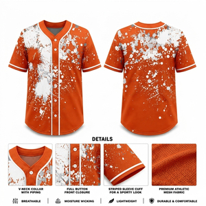 เสื้อเบสบอลสีตามสั่ง แบบติดกระดุม ชุดทีม ไซส์ใหญ่ แขนสั้น พิมพ์ลาย ชื่อและหมายเลขส่วนตัว รับผลิตตามแบบ (OEM) ขายส่ง - Product Image 1