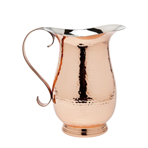 Handcrafted Pure Copper Pitcher with Lid Vintage Hammered Copper Water <b>Jug</b> with Brass Handle Traditional Drinkware for Hotel - Product Image 4