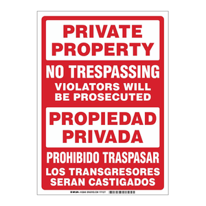Señal Bilingüe de Propiedad Privada con Prohibido el Acceso, Impresa con UV en Placa de PC para Uso en Interiores y Exteriores - Product Image 2