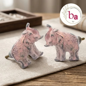 Ba <b>Pink</b> Elephant Cast Iron Furniture Knobs for Cabinet <b>Wardrobe</b> Drawer Dresser-Eco-Friendly Modern Design Easy Bathroom - Product Image 1