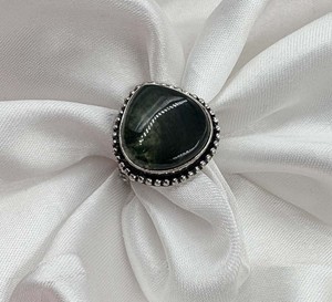 Natural Moss Agate Brass 925 Silver Plated Trendy <b>Large</b> Teardrop Gemstone <b>Ring</b> for Unisex Wholesale Ready - Product Image 5