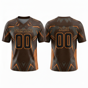 Maillots de football américain personnalisés pour adultes, manches courtes, col en V, maille respirante, séchage rapide, antibactérien, anti-UV, grande taille - Product Image 2