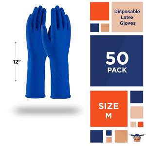 Guantes Desechables de Látex Azul Medio, Resistentes, Sin Polvo, No Estériles, Paquete de 50, 12 Pulgadas, Guantes de Goma para Uso Doméstico - Product Image 2