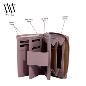WRIZA Lavender Genuine Leather <b>RFID</b> <b>Wallet</b> for Women | Compact Purse with 9 Card Slots & Secure Closure - Product Image 3