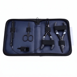Kit d'application d'extensions capillaires Microlink avancé : Pince à sertir pour la pose de perles, outil à crochet, enfileur de fils et ciseaux - Product Image 3