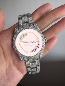 Reloj Hip Hop Moissanite Totalmente Cubierto de Diamantes, Esfera Arábiga Arcoíris, Acero Inoxidable, Analógico, Correa de 20mm, Cristal, Joyería para Hombres Rapper, Fiesta - Product Image 4