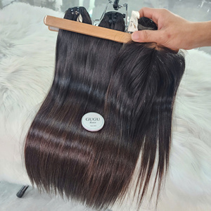 8 Bundles de Cheveux Humains Lisses et Droits de 40 Pouces, Cheveux Vierges Bruts Super Double Drawn du Vietnam avec Closure en Dentelle HD Transparente 5x5 - Product Image 1