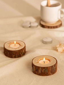 8-Pack 8" Square Wooden Handmade <b>Candle</b> Stand Customizable Colors Logo for Pillar <b>Candles</b> Table Centerpiece Christmas Home Decor - Product Image 5