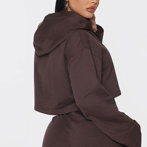 Sudadera Corta con Capucha para Mujer, Logotipo Personalizado, Diseño Ecológico 2 en 1, Sudadera de Algodón con Estampado por Transferencia de Calor, Fabricante OEM ODM al por Mayor - Product Image 3