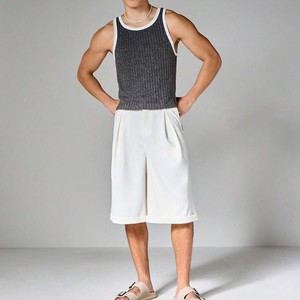 Camiseta sin mangas de punto transpirable para hombre, personalizada por el fabricante, color gris sólido, cuello redondo, estilo casual, chaleco de punto acanalado para hombre - Product Image 5