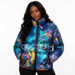 Cosh International High Quality Custom Polyester Sublimated Puffer <b>Jacket</b> for <b>Men</b> & Women Hooded Cotton <b>Filled</b> Winter Coat - Product Image 1