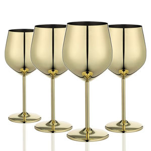 Verre à vin martelé en métal plaqué or personnalisé standard, accessoires de bar pour fêtes, articles de boisson - Product Image 4