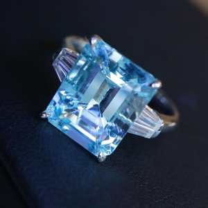 แหวนอะความารีนซานตามาเรียธรรมชาติทรงสวยหรู งานแฮนด์เมดสั่งทำพิเศษ เครื่องประดับชั้นดี ของขวัญสำหรับงานหมั้นและงานแต่งงานสำหรับผู้หญิง - Product Image 5