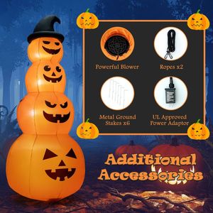 Decorazioni Gonfiabili di Halloween a Forma di Zucca di 2,4 Metri con Luci LED Integrate per Esposizione Esterna - Product Image 6