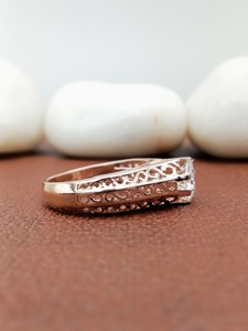 Bague de fiançailles et de mariage D'VINS JEWELS tendance, forme ronde, sertie de pierres de laboratoire taille brillant, couleur D, plaqué or blanc, certifiée - Product Image 5