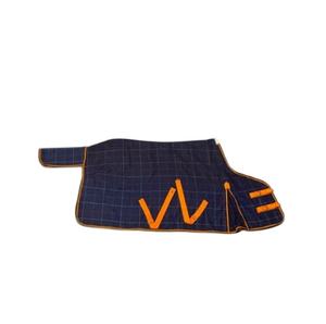 Tapis luxueux motif nid d'abeille bleu et orange | Selle anglaise d'hiver de qualité supérieure sautant à la maison inspirée du cuir - Product Image 1