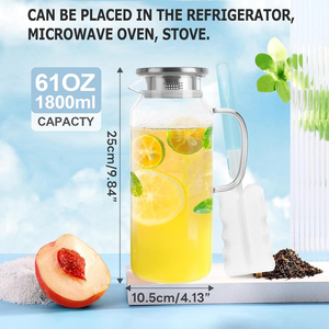 Multipurpose Glass Water Jug Lid 1.8L Eco-Friendly BPA Free Modern for Family Dining Picnic Camping Travel Sports Outdoor Use - Product Image 3