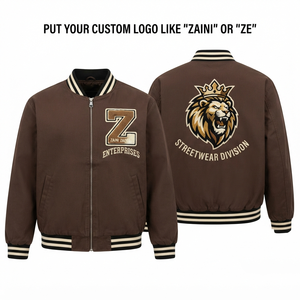 Premium 300 GSM Cotton Twill Brown Unisex Windproof Winter Bomber <b>Jacket</b> <b>Hooded</b> Zipper Closure <b>Fur</b> Trim Custom Chenille - Product Image 1