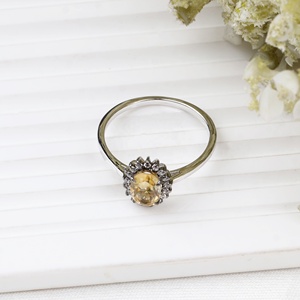 Wholesale 925 Sterling Silver Natural Oval Yellow Citrine <b>CZ</b> Halo <b>Ring</b> Memoria Jewels - Product Image 5