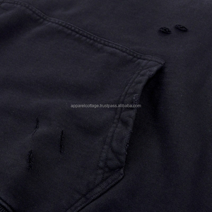 Sudadera con capucha de algodón 100% de alta calidad al por mayor, corte holgado, con cremallera, bordado de pedrería, invierno, 465 g/m², felpa francesa, efecto desgastado - Product Image 6