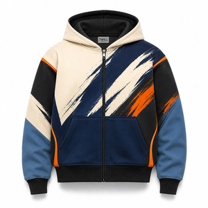 Sudadera con capucha personalizada con cremallera completa OEM, estilo urbano oversize, estampada por sublimación, de forro polar, para hombre y mujer - Product Image 1