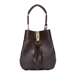 Royaa High Quality Genuine Leather Fashion Stylish Bucket Evening Bag Turn Lock Handle <b>Metal</b> Ceramic Handles 2L Capacity - Product Image 1