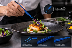 Pinzas de Cocina de Acero Inoxidable a Precio de Fábrica, 16 cm, Curvas, de Alta Precisión, Herramientas Profesionales para Chefs, Color Azul, Logotipo Personalizado - Product Image 6