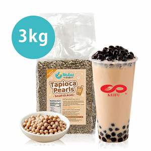 Perles de tapioca prêtes à l'emploi pour bubble tea blanc KEIFU (4mm/8mm/10mm) Emballage en sachet Certifié Halal - Product Image 3