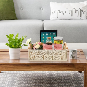 Juego de 2 Cestas de Almacenamiento de Macramé de Algodón para Organización del Hogar, Cesta Decorativa de Cuerda Tejida con Asas para Decoración del Hogar - Product Image 6