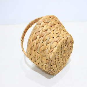 Natural Rustic Water Hyacinth Eco-Friendly Storage <b>Basket</b> Handwoven Multifunctional Organizer Bin Braided <b>Handle</b> for Home Decor - Product Image 5