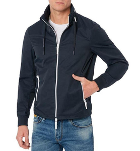 Chaqueta Bomber de Invierno para Hombre con Cuello Alto y Cierre de Cremallera, Color Azul Marino, Estilo Urbano Deportivo con Cordón Ajustable y Bolsillos con Cremallera - Product Image 2
