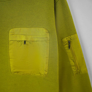 Pull en tricot vert olive à col rond avec poche et manches zippées, unisexe, décontracté, pour l'automne - Product Image 4