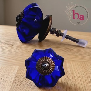 Ba Melon Blue Glass Cabinet <b>Knob</b> Industrial Design Eco-Friendly Furniture Handle for Bedroom and Warehouse Durable - Product Image 1