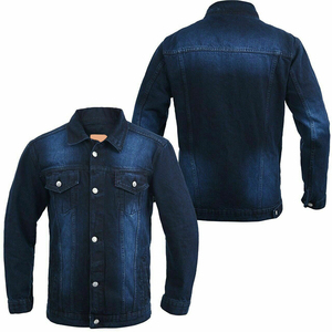 Luxury High-Street Style Men's <b>Denim</b> Jacket High Quality Dark Blue Winter <b>Coat</b> - Product Image 3