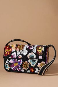 Sac bandoulière perlé à motif floral pour femme, style bohème, avec rabat pliable et sangle unique, idéal pour un usage quotidien - Product Image 3