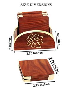 Handmade Wooden Coaster <b>Set</b> with Holder Brass Inlay <b>Square</b> Drink Coasters Rustic Table Decor Gift <b>Set</b> of 6 - Product Image 6