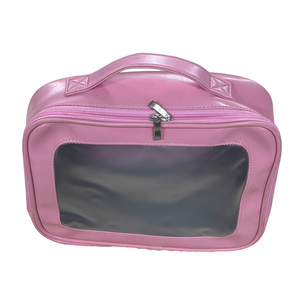 PU Leather and Transparent PVC Plastic Traditional Cosmetic Bag Makeup Organizer Travel Beauty <b>Case</b> - Product Image 1