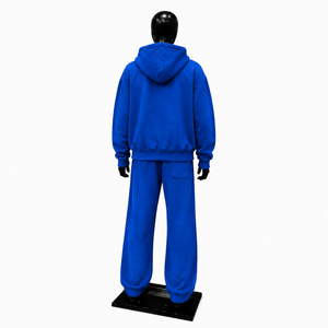 Conjunto Deportivo Azul para Hombre, Sudadera con Capucha y Cremallera Completa, Pantalones Anchos, Estilo Urbano, Chaqueta con Parche Bordado, Pantalones a Juego - Product Image 2