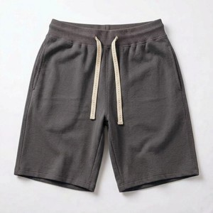 Pantalones Cortos Deportivos de Felpa para Hombre, Color Gris Carbón, Cintura Elástica con Cordón, Casuales, para Verano, Gimnasio, Entrenamiento - Product Image 1