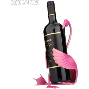 Soporte Metálico para Botella de Vino con Forma de Flamenco Rosa, Estante de Mesa para una Sola Botella, Escultura Decorativa de Pájaro para Cocina, Hogar, Bar y Regalos de Vino - Product Image 1