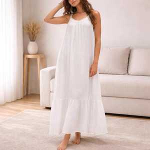 Women Cotton Maxi Dress Sleeveless <b>Spaghetti</b> <b>Strap</b> Loose Fit Tiered Summer Dress Casual Beach Wear Flowy Long Dress - Product Image 2