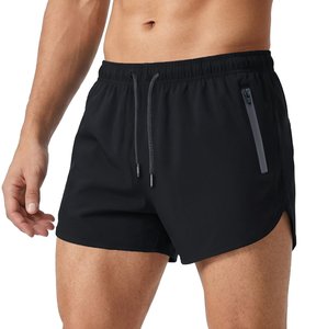 <b>Mens</b> Black Quick Dry Sport <b>Shorts</b> With Zipper Pocket Drawstring Waist Mid Rise Knitted Polyester <b>Short</b> <b>Shorts</b> - Product Image 1