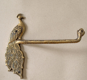 Porte-papier toilette mural Peacock, en laiton vintage, distributeur de papier hygiénique pour salle de bain, accessoire décoratif classique - Product Image 5