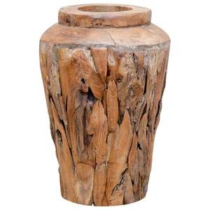 Vase décoratif en teck massif 15,7x23,6 pouces, bambou naturel et vase en bois - Product Image 4