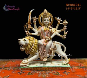 Statue de Durga Maa en résine artisanale de Nirmala Handicrafts |   Idole décorative de la déesse hindoue Durga, cadeau pour le temple à domicile, décoration de table - Product Image 1