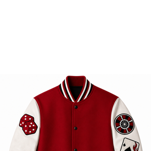 Custom Varsity <b>Jacket</b> Men's Wool Blend <b>Leather</b> Sleeve Button Up Streetwear Baseball <b>Jacket</b> Bulk Wholesale OEM - Product Image 4