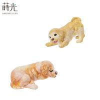 Figuras de Resina para Terrario con Diseño de Perros Modernos, Arte 3D Pintado a Mano y Coleccionable