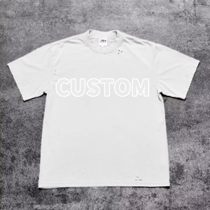 T-shirt personnalisé vintage streetwear pour homme, vêtement haut de gamme OEM, 100% coton lourd, style décontracté, design complexe - Product Image 3